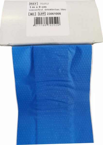 Wundschnellverband 8 cm x 1 Meter - Blau - Wasserfest - Detektierbar